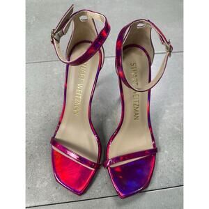 Stuart Weitzman Iridescent Pink Ankle Strap Heels Size 8